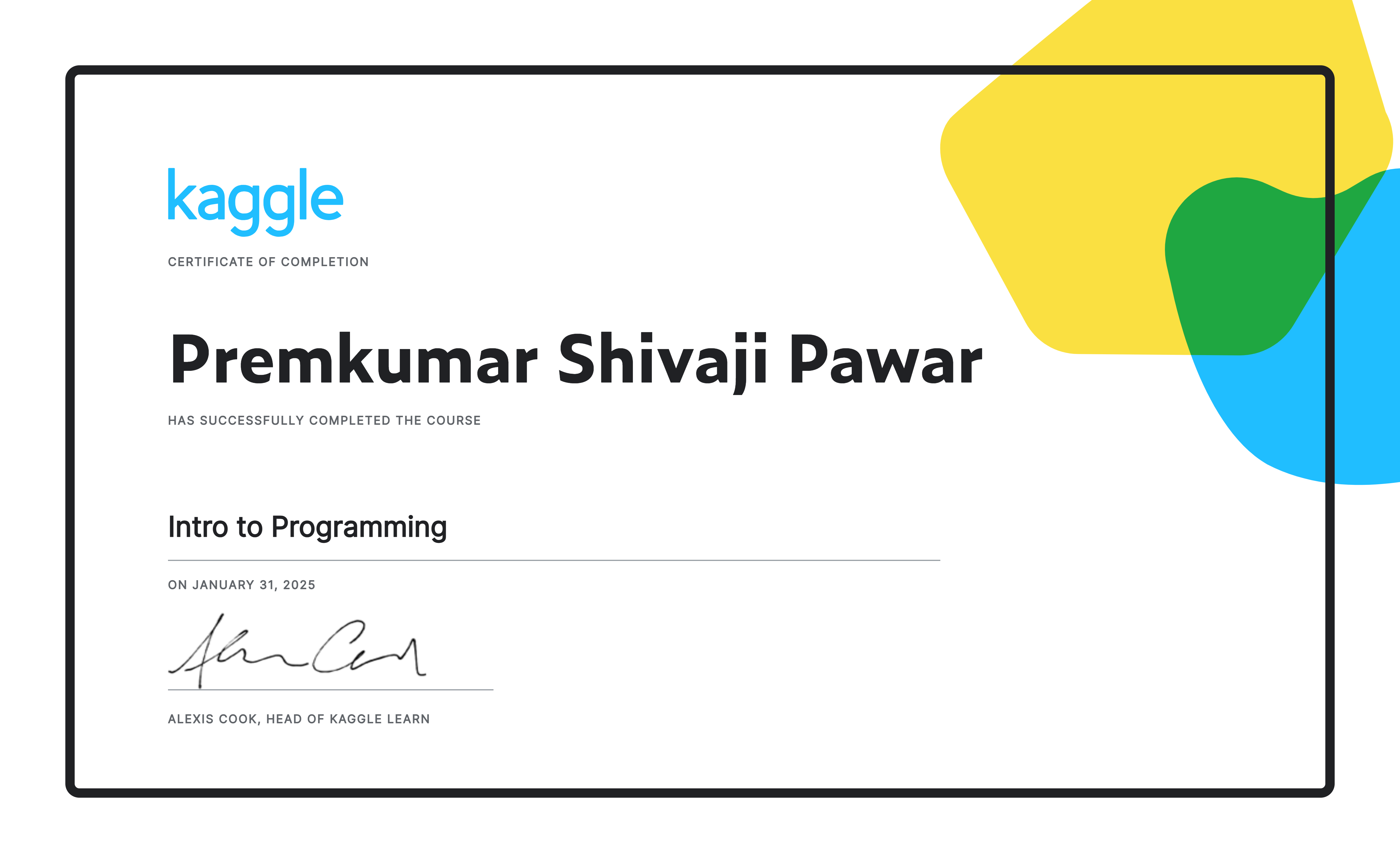 Kaggle Python Certificate